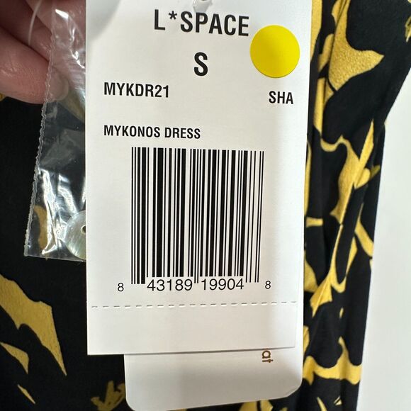 New L*Space Floral Button Front Mykonos Dress Yellow & Black Women Small NWT - Picture 10 of 10